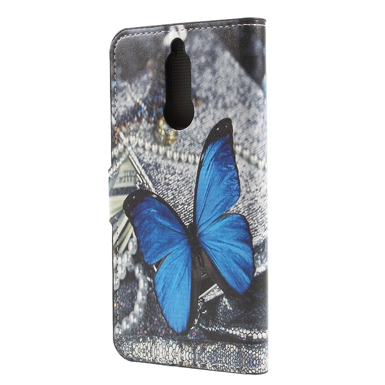 Pattern Printing Stand Wallet Leather Magnetic Case for Huawei Mate 10 Lite / nova 2i / Maimang 6 - Blue Butterfly-2