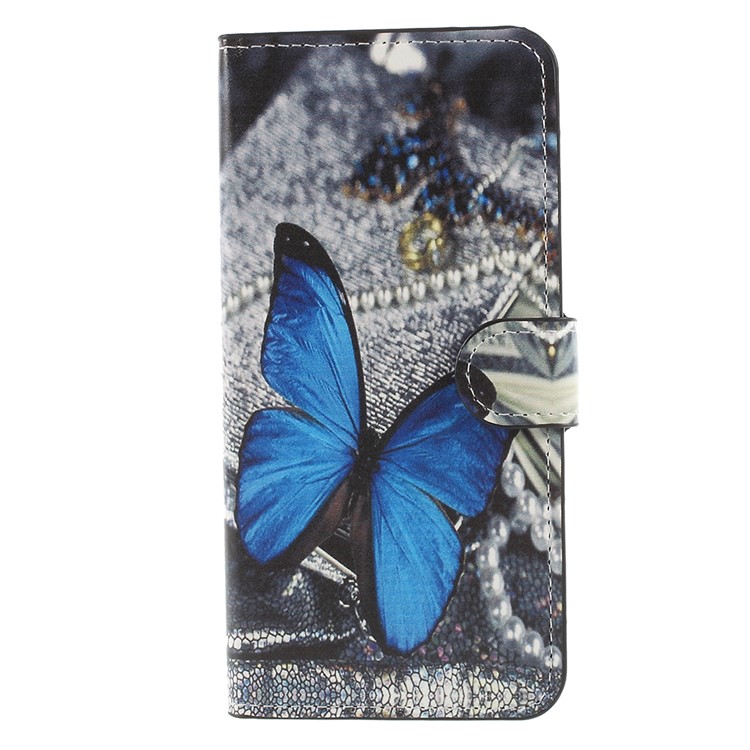 Pattern Printing Stand Wallet Leather Magnetic Case for Huawei Mate 10 Lite / nova 2i / Maimang 6 - Blue Butterfly-3
