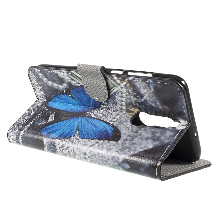 Pattern Printing Stand Wallet Leather Magnetic Case for Huawei Mate 10 Lite / nova 2i / Maimang 6 - Blue Butterfly-5