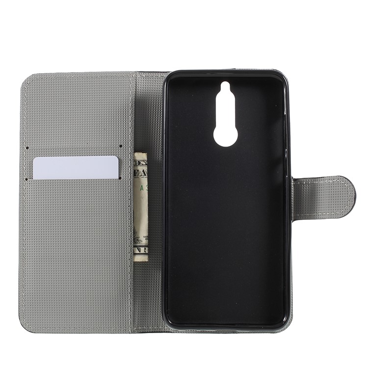 Pattern Printing Stand Wallet Leather Magnetic Case for Huawei Mate 10 Lite / nova 2i / Maimang 6 - Blue Butterfly-6