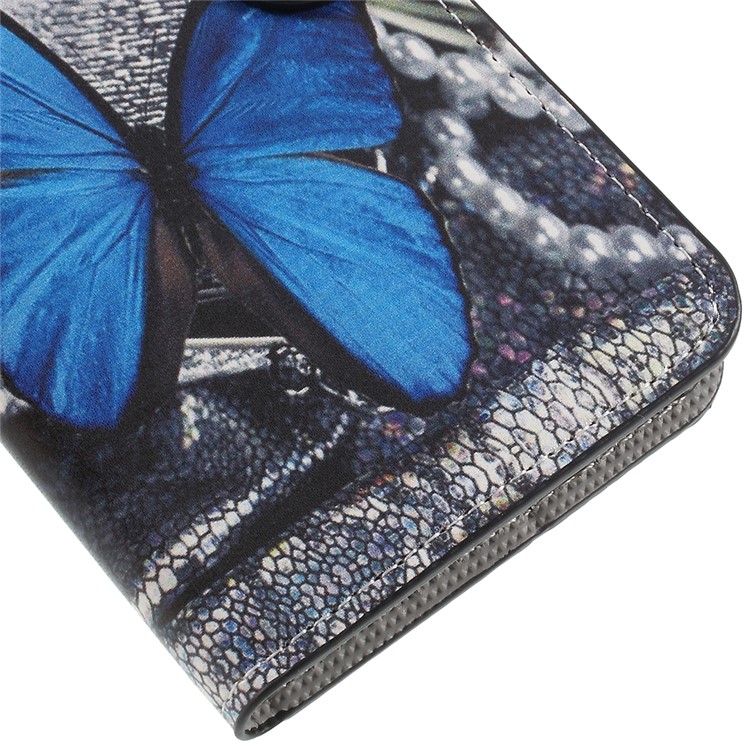 Pattern Printing Stand Wallet Leather Magnetic Case for Huawei Mate 10 Lite / nova 2i / Maimang 6 - Blue Butterfly-7
