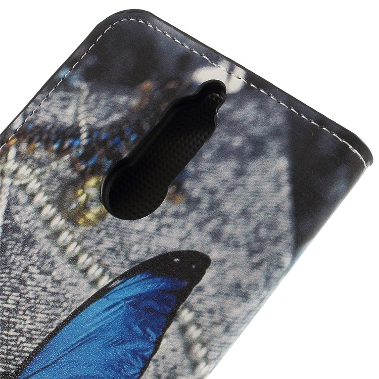 Pattern Printing Stand Wallet Leather Magnetic Case for Huawei Mate 10 Lite / nova 2i / Maimang 6 - Blue Butterfly-8