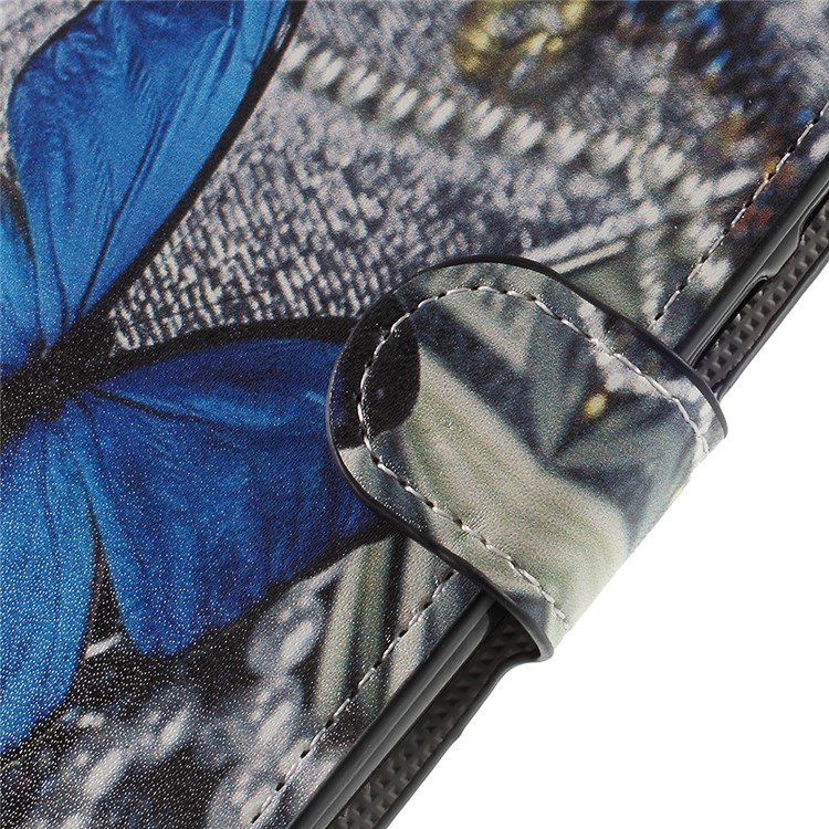 Pattern Printing Stand Wallet Leather Magnetic Case for Huawei Mate 10 Lite / nova 2i / Maimang 6 - Blue Butterfly-9