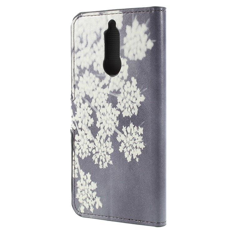 Patrón De Impresión Soporte Billetera Cubierta Magnética De Cuero Para Huawei Mate 10 Lite / nova 2i / Maimang 6 - Flor Que Se Abre-2