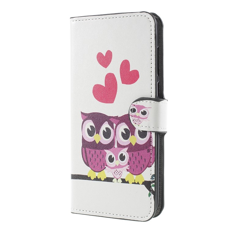 Pattern Printing Stand Wallet Leather Magnetic Cell Phone Case for Huawei Mate 10 Lite / nova 2i / Maimang 6 - Owl Family-1