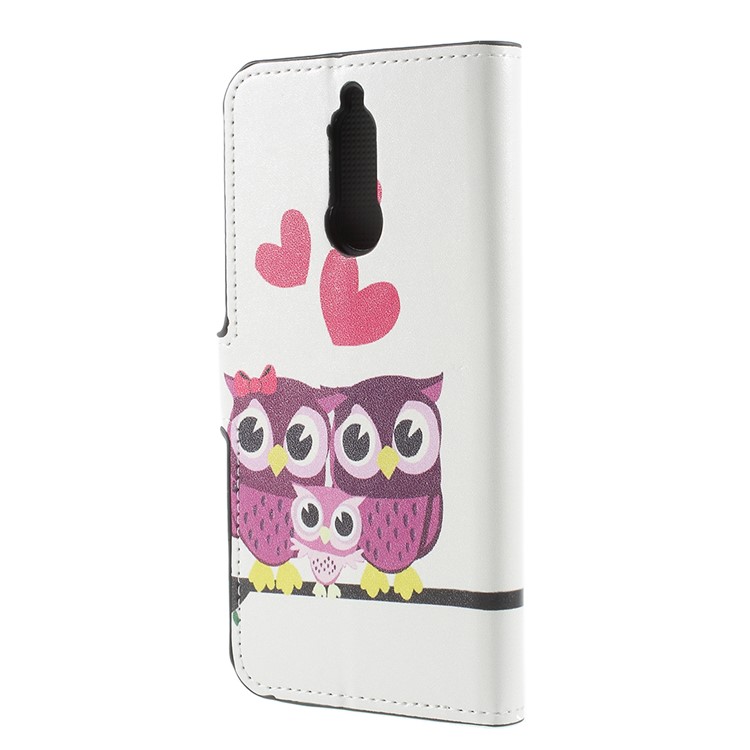 Pattern Printing Stand Wallet Leather Magnetic Cell Phone Case for Huawei Mate 10 Lite / nova 2i / Maimang 6 - Owl Family-2