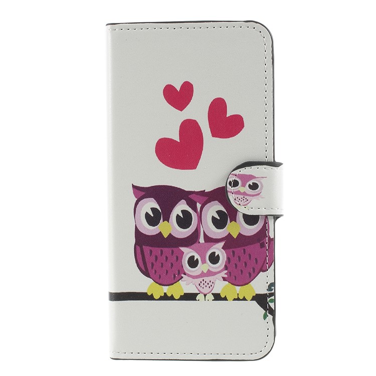 Pattern Printing Stand Wallet Leather Magnetic Cell Phone Case for Huawei Mate 10 Lite / nova 2i / Maimang 6 - Owl Family-3