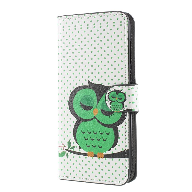 Pattern Printing Stand Wallet Leather Magnetic Mobile Phone Cover for Huawei Mate 10 Lite / nova 2i / Maimang 6 - Sleeping Owl-1
