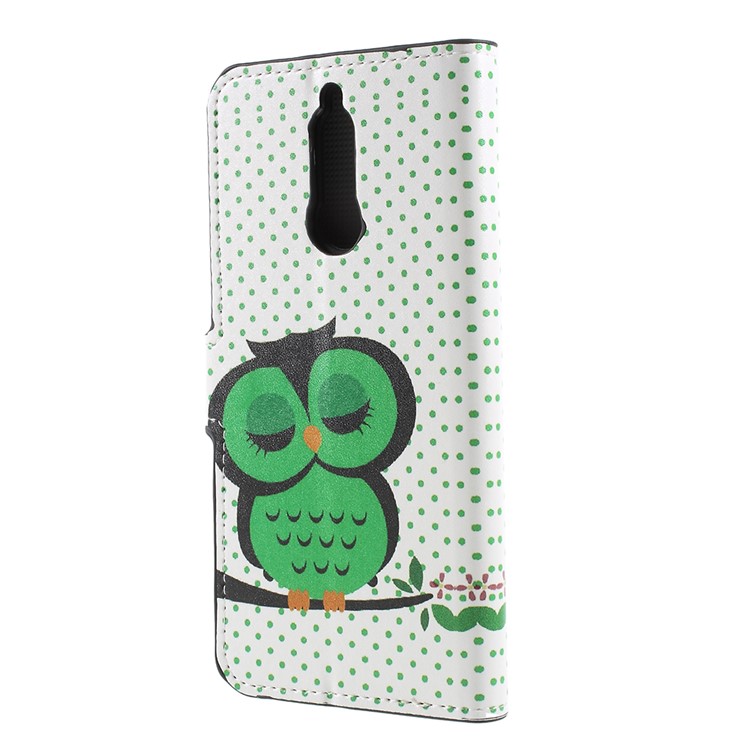 Pattern Printing Stand Wallet Leather Magnetic Mobile Phone Cover for Huawei Mate 10 Lite / nova 2i / Maimang 6 - Sleeping Owl-2