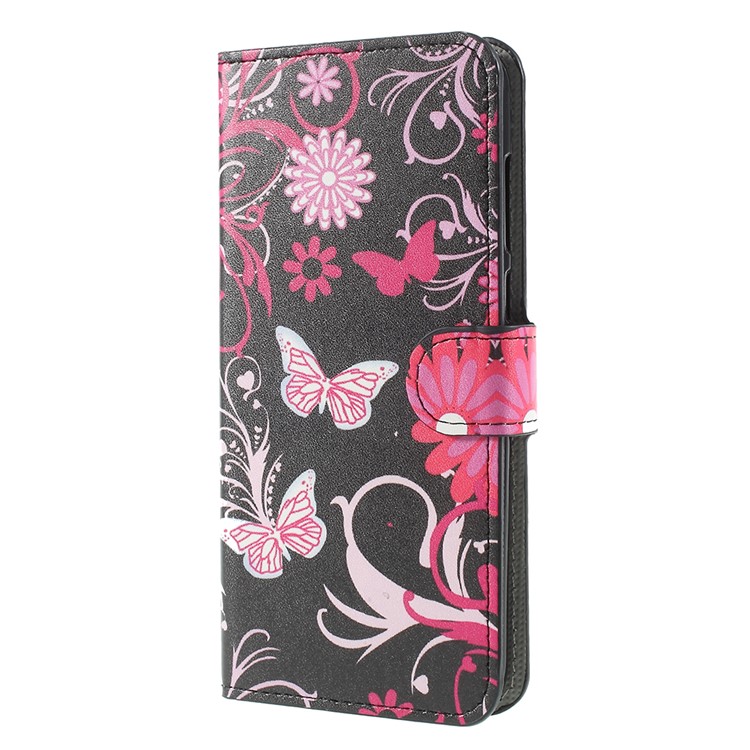 Pattern Printing Stand Wallet Leather Magnetic Cell Phone Cover for Huawei Mate 10 Lite / nova 2i / Maimang 6 - Butterfly Flower-1