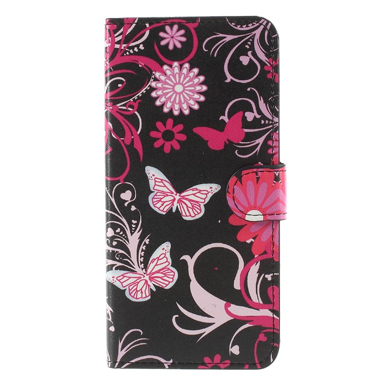 Pattern Printing Stand Wallet Leather Magnetic Cell Phone Cover for Huawei Mate 10 Lite / nova 2i / Maimang 6 - Butterfly Flower-3