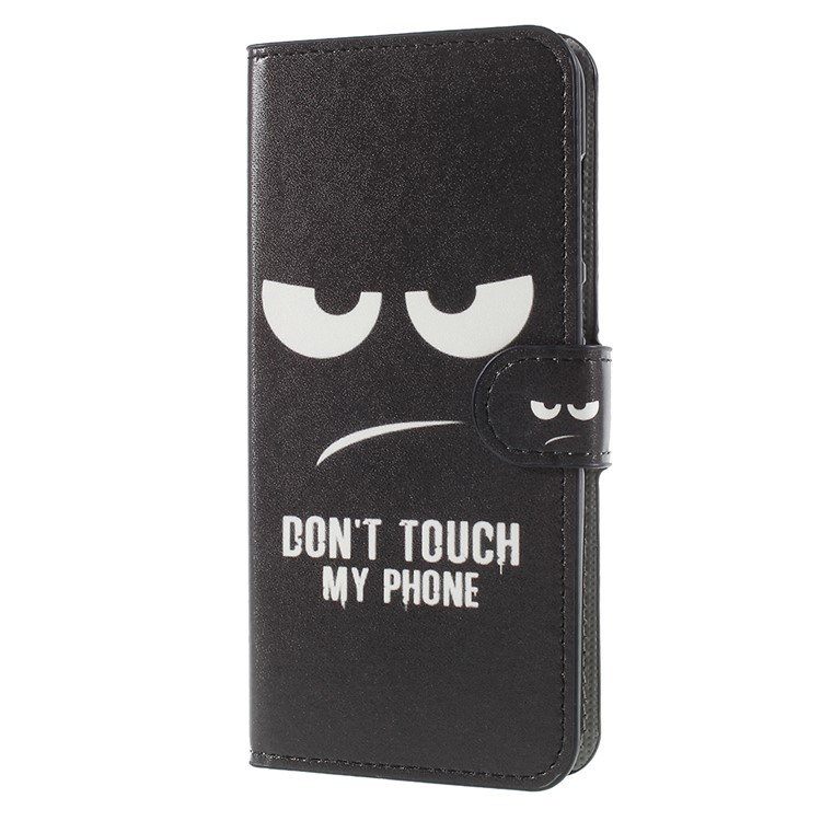 Pattern Printing Stand Wallet Leather Magnetic Protective Cover for Huawei Mate 10 Lite / nova 2i / Maimang 6 - Don't Touch My Phone-1