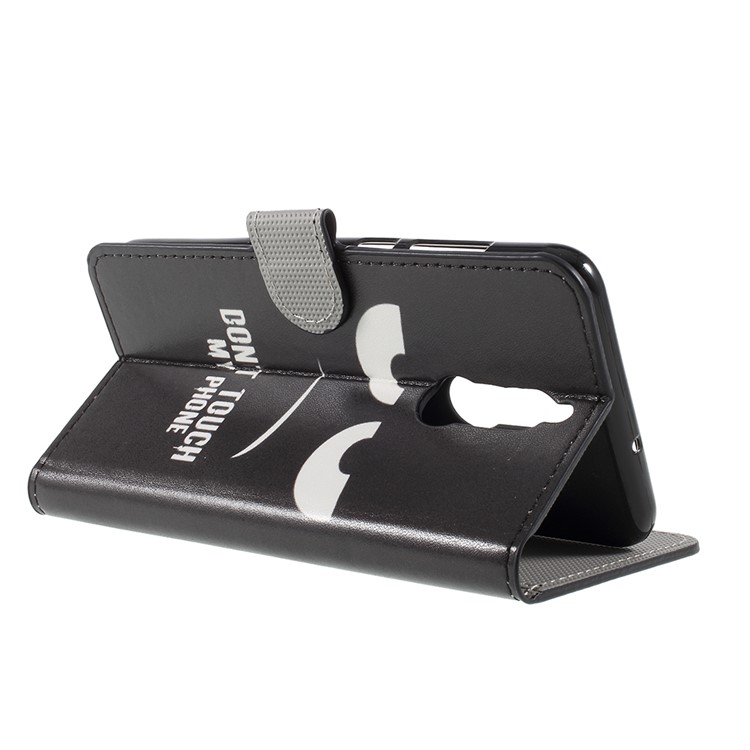 Pattern Printing Stand Wallet Leather Magnetic Protective Cover for Huawei Mate 10 Lite / nova 2i / Maimang 6 - Don't Touch My Phone-5