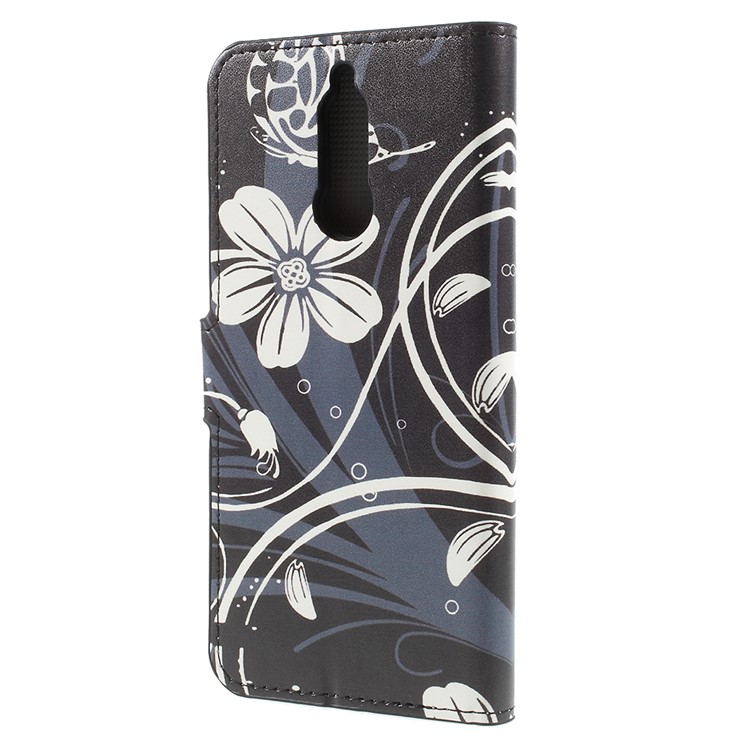 Pattern Printing Stand Wallet Leather Magnetic Protective Shell for Huawei Mate 10 Lite / nova 2i / Maimang 6 - White Flower-2