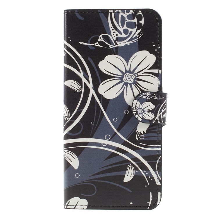 Pattern Printing Stand Wallet Leather Magnetic Protective Shell for Huawei Mate 10 Lite / nova 2i / Maimang 6 - White Flower-3
