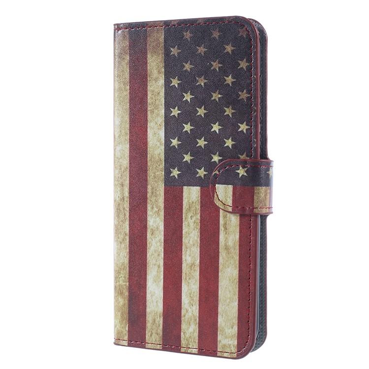 Pattern Printing Wallet Leather Magnetic Shell with Stand for Huawei Mate 10 Lite / nova 2i / Maimang 6 - Flag of America-1