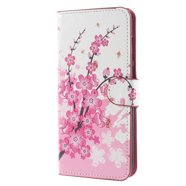 Pattern Printing Wallet Leather Magnetic Casing with Stand for Huawei Mate 10 Lite / nova 2i / Maimang 6 - Peach Flower-1