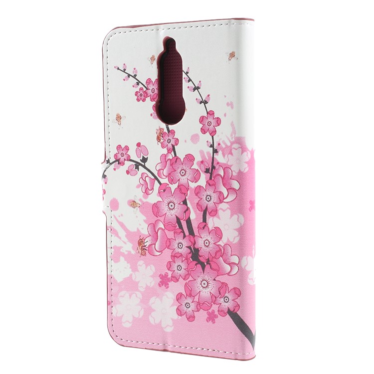 Pattern Printing Wallet Leather Magnetic Casing with Stand for Huawei Mate 10 Lite / nova 2i / Maimang 6 - Peach Flower-2