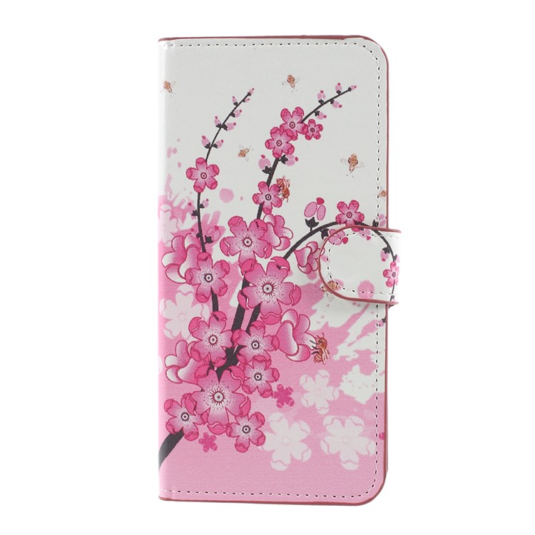 Pattern Printing Wallet Leather Magnetic Casing with Stand for Huawei Mate 10 Lite / nova 2i / Maimang 6 - Peach Flower-3