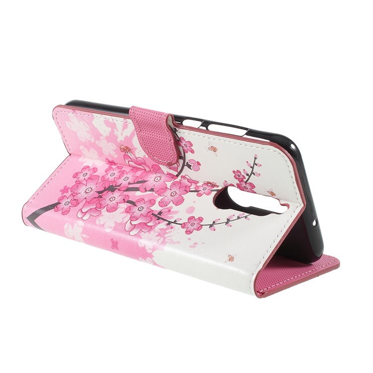 Pattern Printing Wallet Leather Magnetic Casing with Stand for Huawei Mate 10 Lite / nova 2i / Maimang 6 - Peach Flower-5