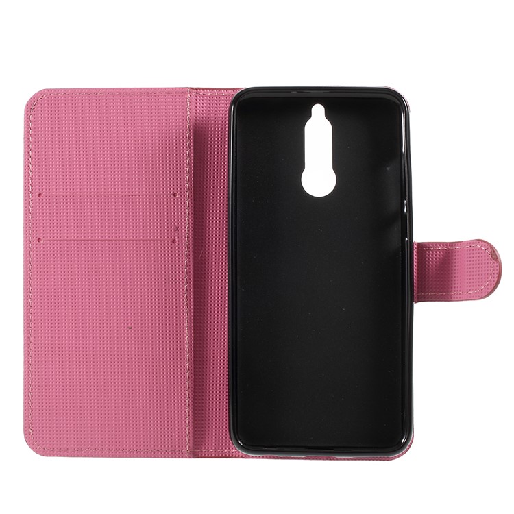 Pattern Printing Wallet Leather Magnetic Casing with Stand for Huawei Mate 10 Lite / nova 2i / Maimang 6 - Peach Flower-6