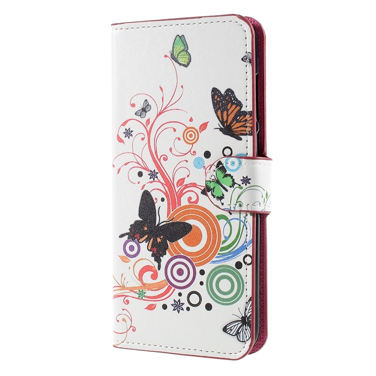 Pattern Printing Stand Wallet Leather Case with Magnet for Huawei Mate 10 Lite / nova 2i / Maimang 6 - Butterfly and Flower-1