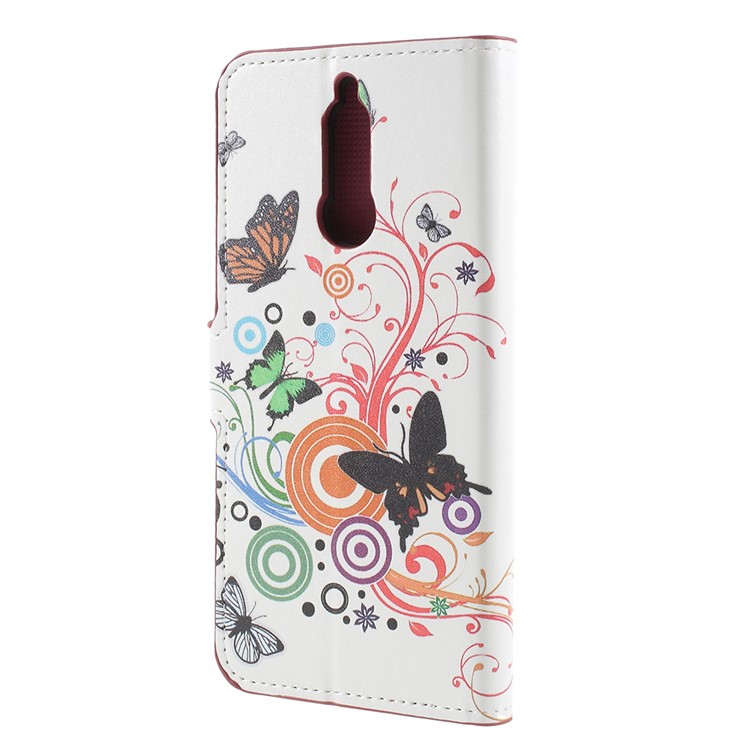 Pattern Printing Stand Wallet Leather Case with Magnet for Huawei Mate 10 Lite / nova 2i / Maimang 6 - Butterfly and Flower-2