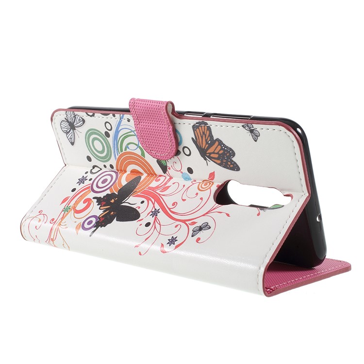 Pattern Printing Stand Wallet Leather Case with Magnet for Huawei Mate 10 Lite / nova 2i / Maimang 6 - Butterfly and Flower-5