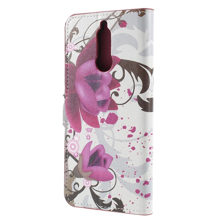 Pattern Printing Stand Wallet Leather Shell with Magnet for Huawei Mate 10 Lite / nova 2i / Maimang 6 - Purple Flower-2