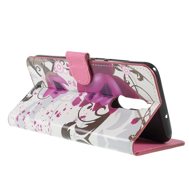Pattern Printing Stand Wallet Leather Shell with Magnet for Huawei Mate 10 Lite / nova 2i / Maimang 6 - Purple Flower-5