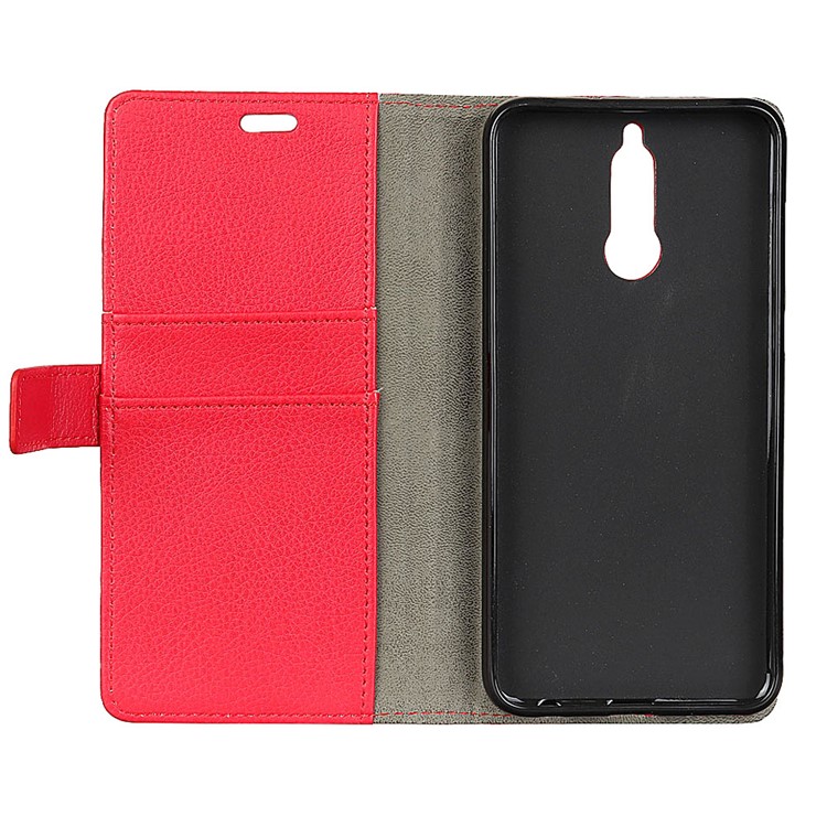 Litchi Texture Leather Wallet Flip Casing for Huawei Mate 10 Lite / nova 2i / Maimang 6 - Red-5