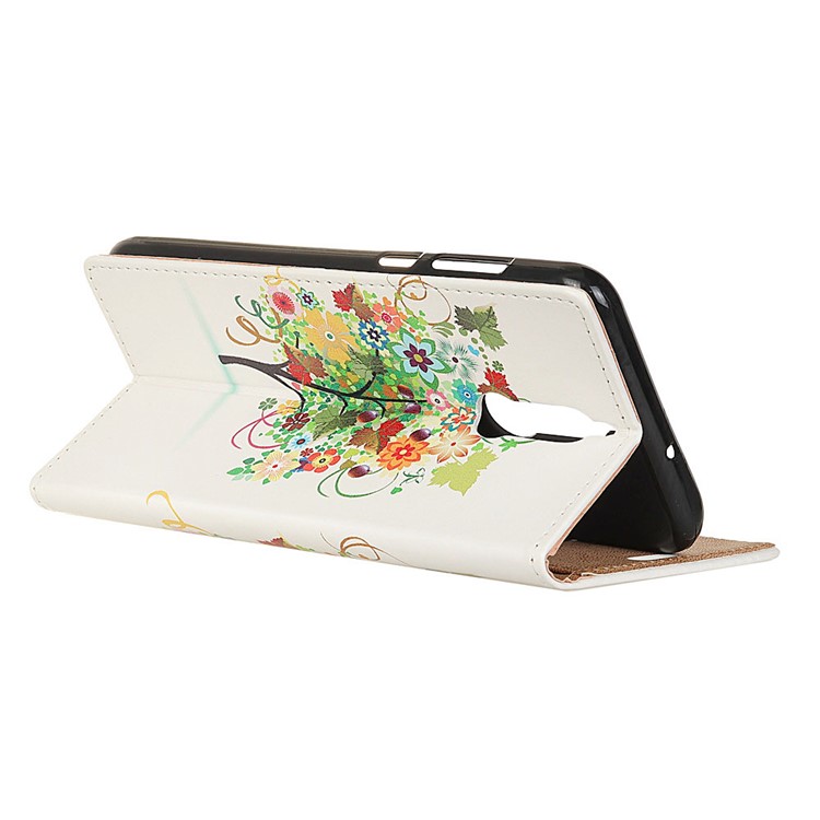 For Huawei Mate 10 Lite / nova 2i / Maimang 6 Patterned Leather Wallet Stand Cell Phone Cover - Flowers Tree with Fruits-4