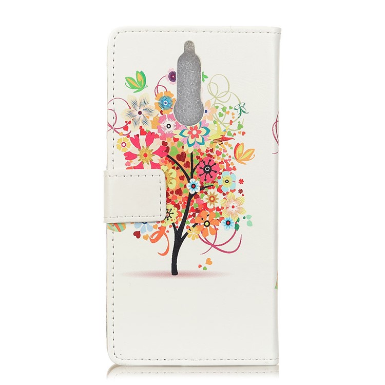 For Huawei Mate 10 Lite / nova 2i / Maimang 6 Patterned Leather Wallet Stand Cell Phone Shell - Colorful Flowers Tree-3