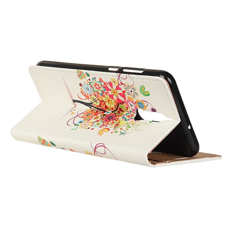 For Huawei Mate 10 Lite / nova 2i / Maimang 6 Patterned Leather Wallet Stand Cell Phone Shell - Colorful Flowers Tree-4