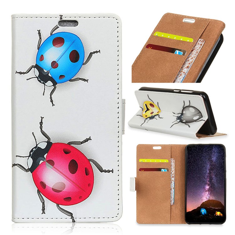 For Huawei Mate 10 Lite / nova 2i / Maimang 6 Patterned Leather Wallet Stand Mobile Phone Cover - Colored Ladybirds-1