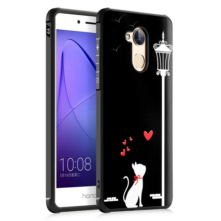 Embossment Soft TPU Back Phone Case for Huawei Honor 6A / Honor 5C pro - Love Cat-1