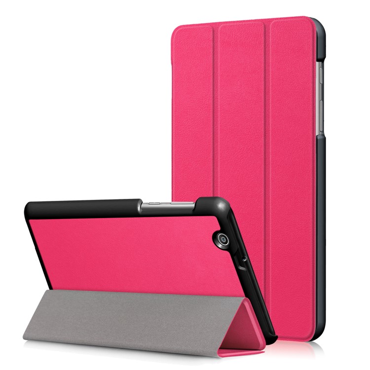 For Huawei MediaPad T3 7.0 3G Version Tri-fold Stand Leather Protective Case - Rose-1