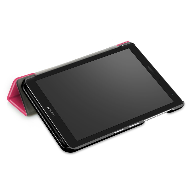 For Huawei MediaPad T3 7.0 3G Version Tri-fold Stand Leather Protective Case - Rose-7