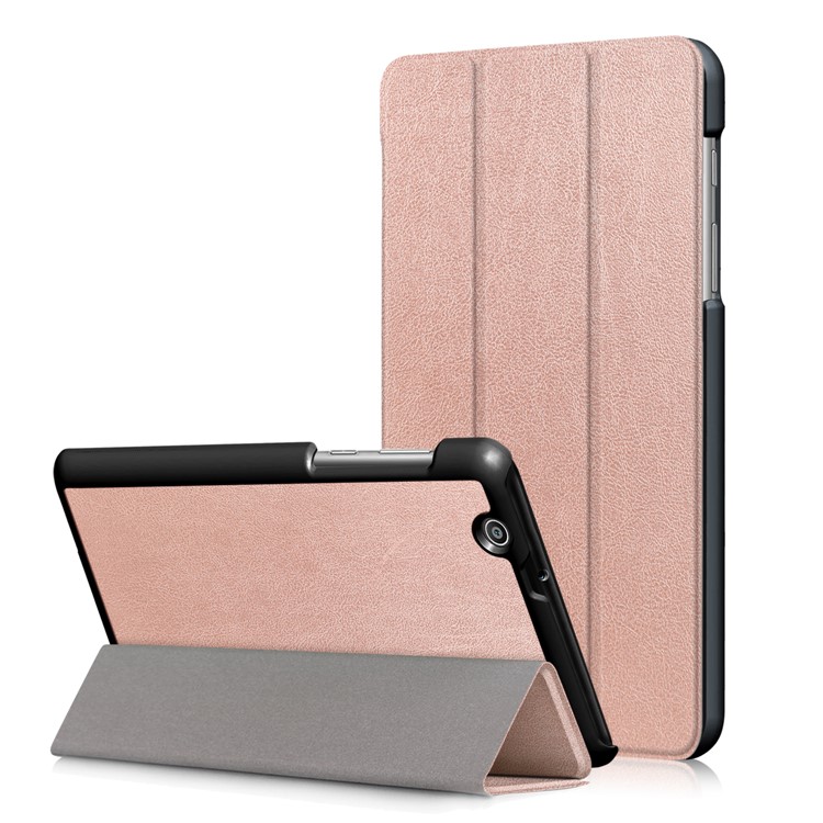 For Huawei MediaPad T3 7.0 3G Version Tri-fold Stand Leather Tablet Cover - Rose Gold-1