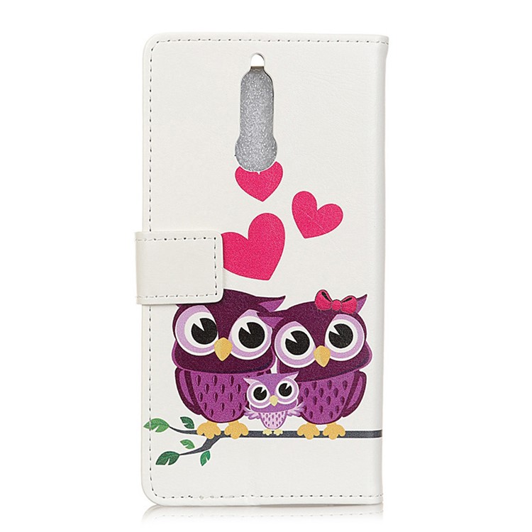 Pattern Printing Leather Wallet Case for Huawei nova 2i / Maimang 6 / Mate 10 Lite - Owls and Hearts-2