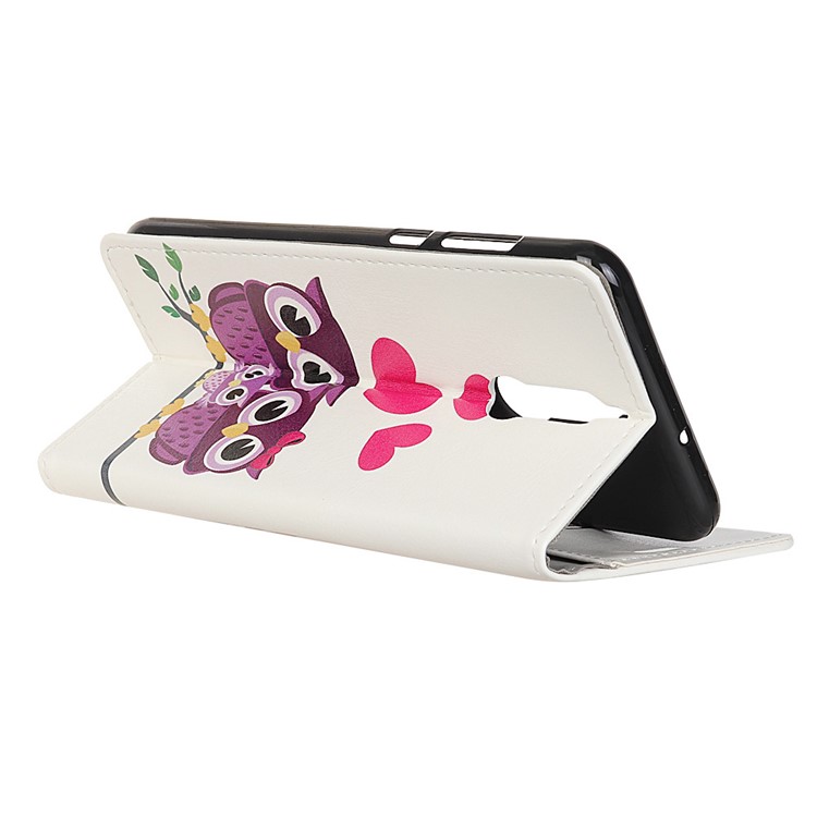 Pattern Printing Leather Wallet Case for Huawei nova 2i / Maimang 6 / Mate 10 Lite - Owls and Hearts-3