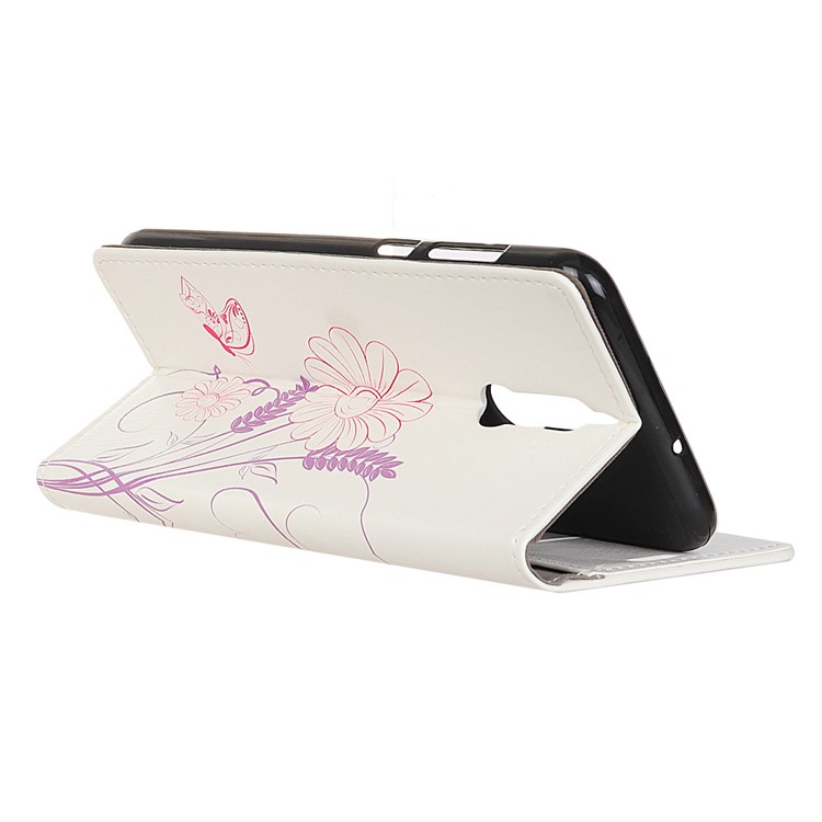 Pattern Printing Leather Wallet Case Cover for Huawei nova 2i / Maimang 6 / Mate 10 Lite - Flower Pattern-3