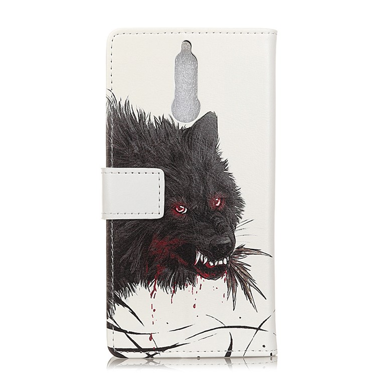 Pattern Printing Phone Leather Wallet Case for Huawei nova 2i / Maimang 6 / Mate 10 Lite - Black Wolf-2