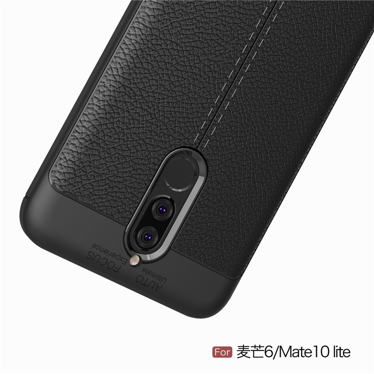 Litchi Grain Soft TPU Back Cover for Huawei Mate 10 Lite / nova 2i / Maimang 6 - Black-11