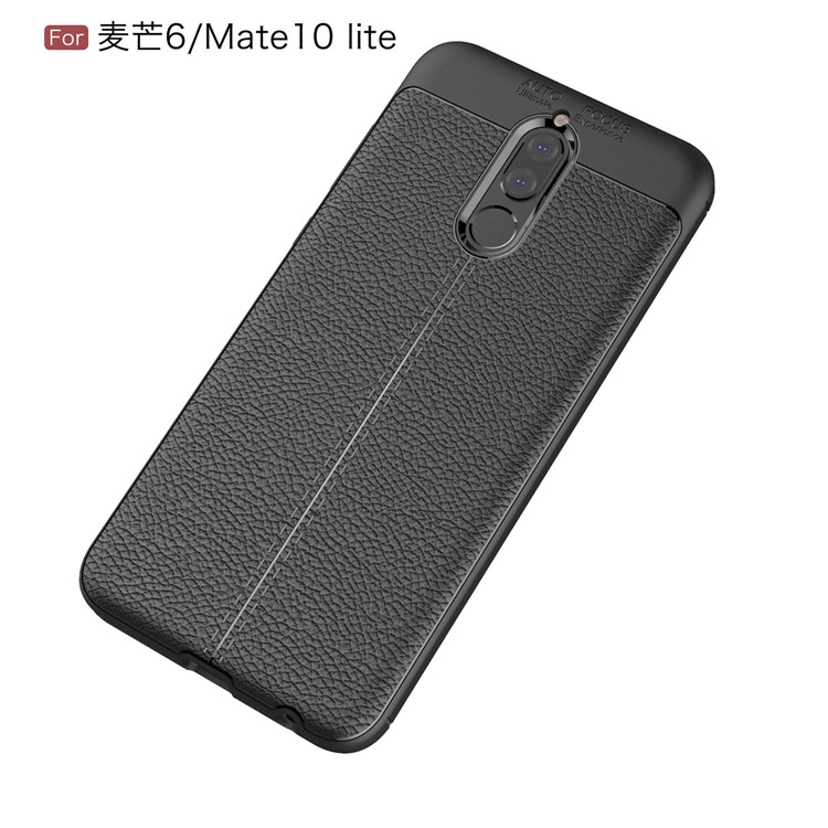 Litchi Grain Soft TPU Back Cover for Huawei Mate 10 Lite / nova 2i / Maimang 6 - Black-12