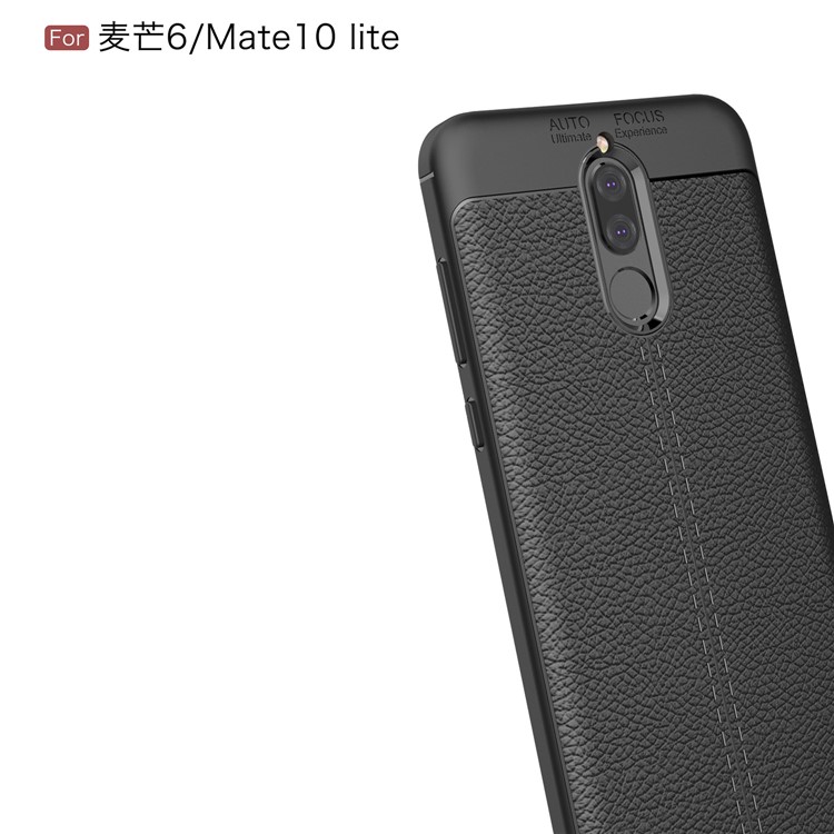 Litchi Grain Soft TPU Back Cover for Huawei Mate 10 Lite / nova 2i / Maimang 6 - Black-3