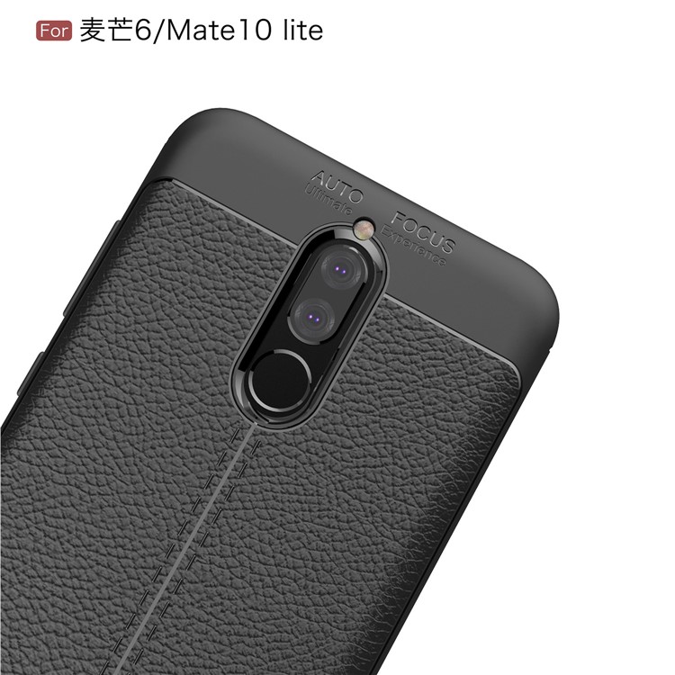 Litchi Grain Soft TPU Back Cover for Huawei Mate 10 Lite / nova 2i / Maimang 6 - Black-5