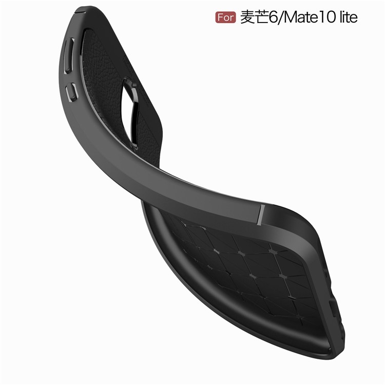 Litchi Grain Soft TPU Back Cover for Huawei Mate 10 Lite / nova 2i / Maimang 6 - Black-9