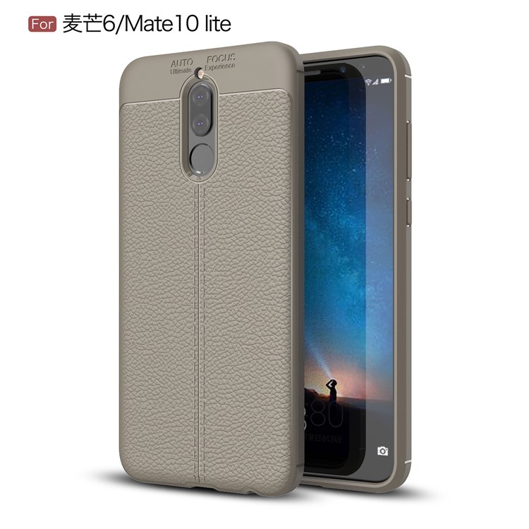 Litchi Grain Soft TPU Back Case for Huawei Mate 10 Lite / nova 2i / Maimang 6 - Grey-1