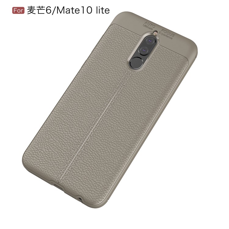 Litchi Grain Soft TPU Back Case for Huawei Mate 10 Lite / nova 2i / Maimang 6 - Grey-2